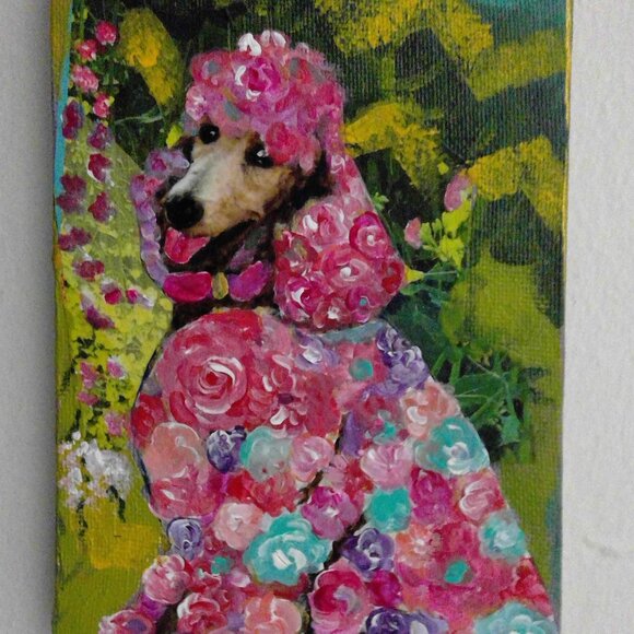 4" x 6" collage painting in acrylic on canvas. - Picture 2 of 2